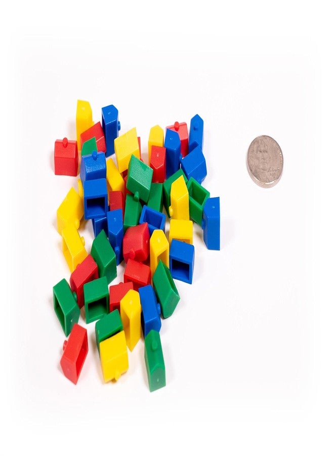 Morrison Games Plastic Houses: Red, Yellow, Green, and Blue Color Board Game Replacement House (Colored Miniature Town & City Buildings, Board Game Playing Pieces) | 48 Pieces - Image 1